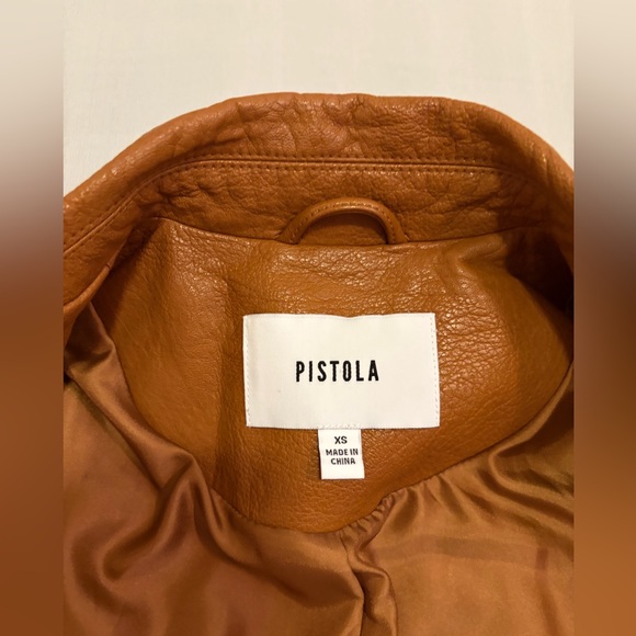 Pistola REVOLVE Tracy Moto Faux Leather Jacket in Cognac Brown New size XS - Picture 9 of 14